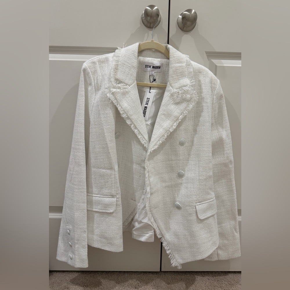 Steve Madden Women's Cream Textured Blazer